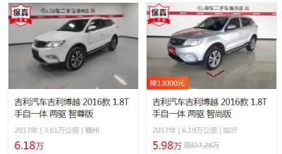 吉利博越x二手车价格是多少 博越x二手价5万(表显里程6.19万公里)